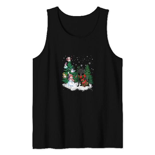 Schipperke Dog Christmas Snowman xmass Tree Pajama Tank Tops