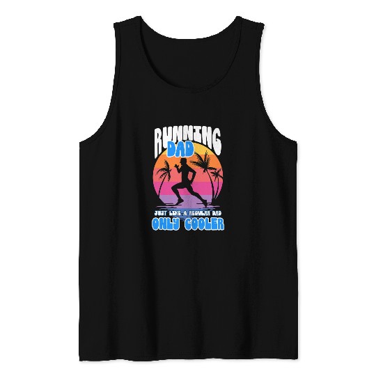 Mens Running Dad Marathon Runner Coachs Marathoner Fathers Day Tank Tops