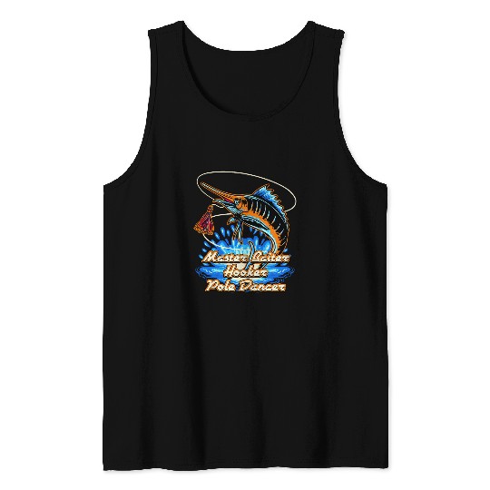 Master Baiter Hooker Pole Dancer Fishing Husband and Wife Tank Tops