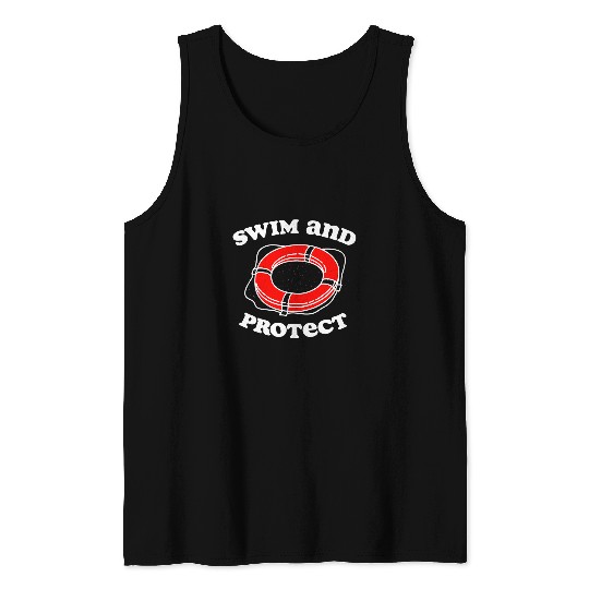 Swim and Protect Rescuer Swimming Pool Attendant Swimmer Tank Tops