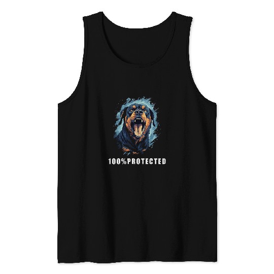 ROTTWEILER 100 Protected Rottweiler Fun Rottweiler Dad 3 Tank Tops
