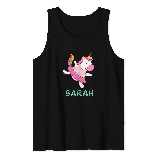 Sarah Name Unicorns Baby Ballet Unicorns Girl Dancing Tank Tops