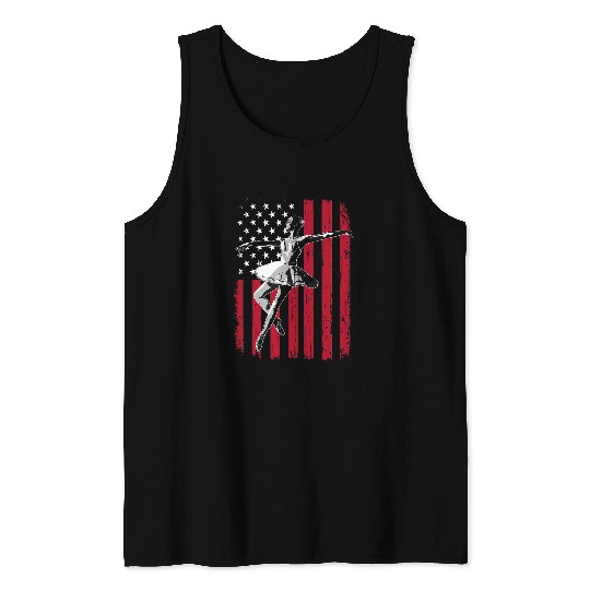 Patriotic Ballerina Dancer American Flag Ballet Dancing USA Tank Tops