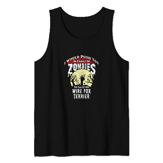 Zombies Wire Fox Terrier Spooky Halloween Tank Tops