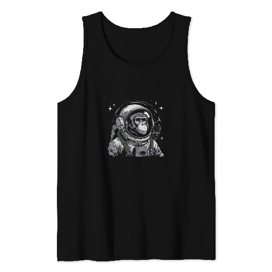 vintages Astronaut Monkey 2Primate Animal Lover Zookeeper Tank Tops
