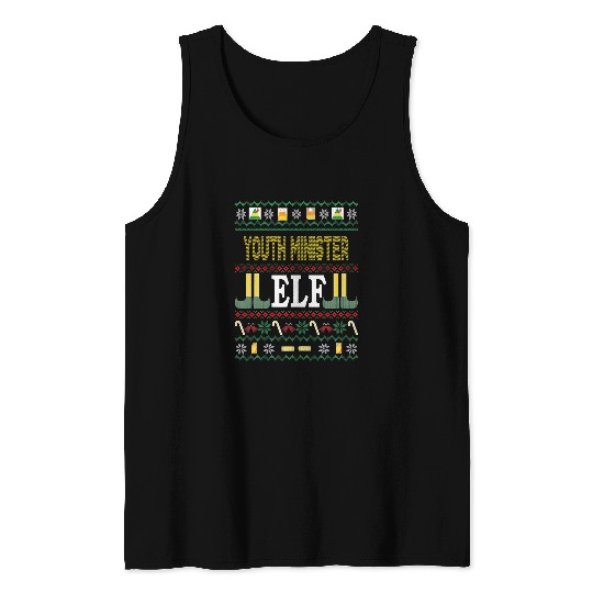 Youth Minister Elf Funny Christmas Tank Tops