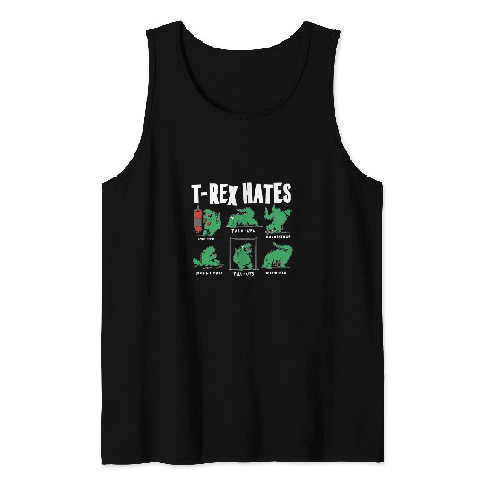 TRexs Hates Gym Fitness Funny Dinosaur Workout Exercise TRex Tank Tops
