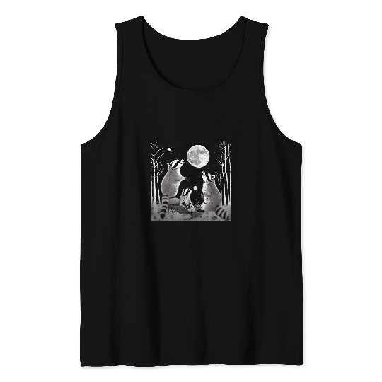 3 Raccoon Moon Howling Cute Racoon Animal Lover Zoologist Tank Tops