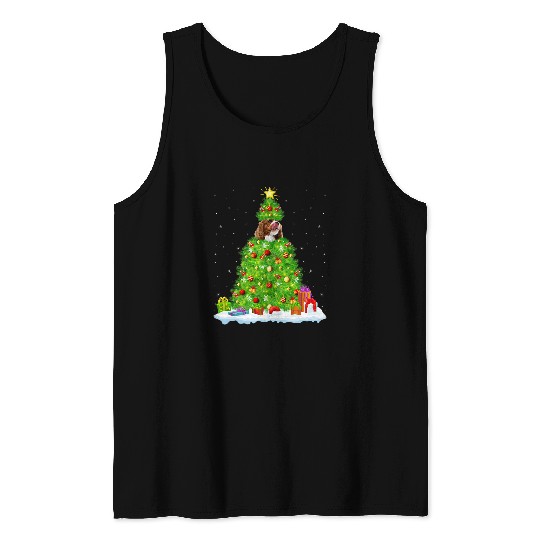xmass Lights Cavalier King Charles Spaniel Dog Christmas Tree 2 Tank Tops