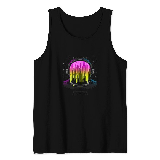 Moon Swing Astronaut Stars Space Galaxy Melting Tank Tops