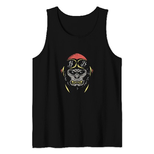Angry Monkey Pilot Furious Gorilla Tank Tops