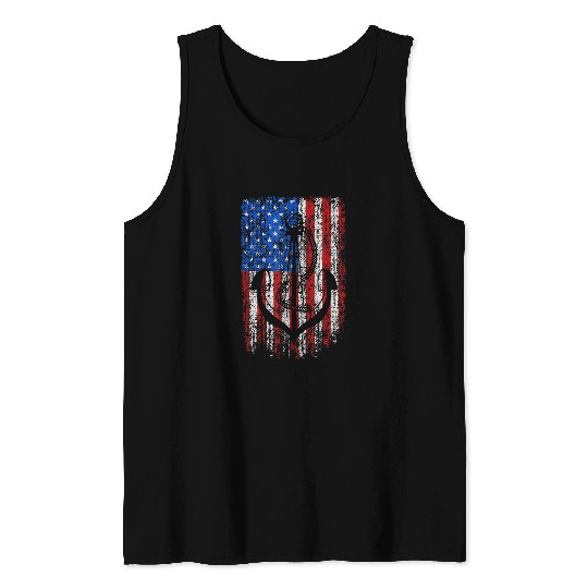 Anchor USA Flag sailing nautical Ship Cruise Ocean Sail Tank Tops