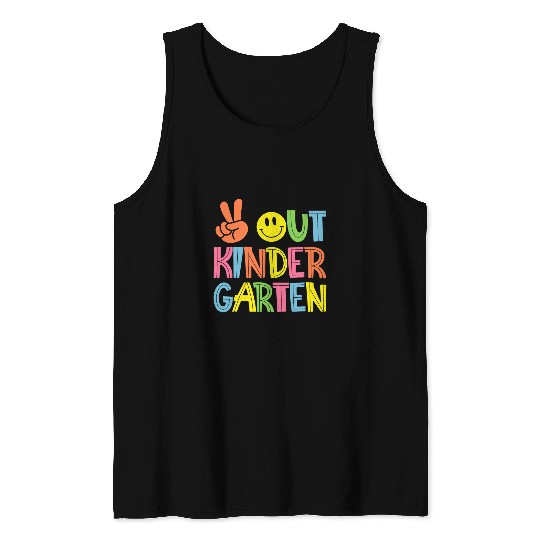 Peace Out Kinder Last Day Of School Kindergarten Teacher Tank Tops