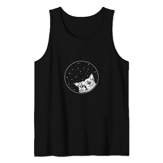 Eclipse Cat Astronomer Or Scientist Tank Tops