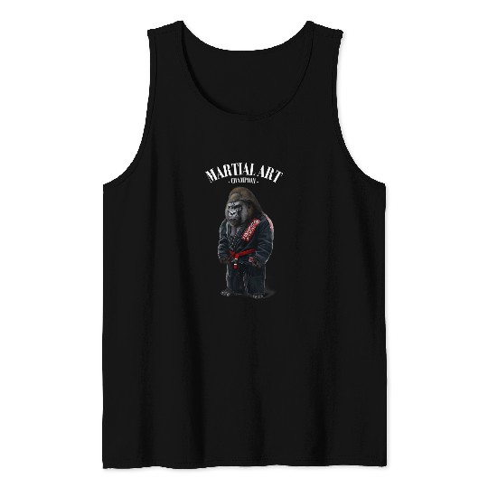 Gorilla Judo Karate Master in Black Judogi Tank Tops