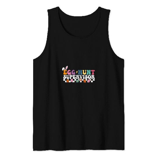Easter Egg Hunt Supervisor Retro Groovy Egg Hunt Supervisor Tank Tops