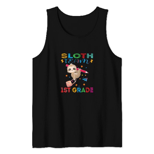 Funny Sloth Student Teacher Team 1st Grade Tank Tops