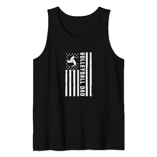 Volleyball Dad Coachs Retro American Flag Gift For A Dad Tank Tops