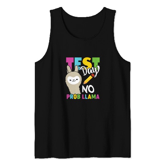 Testing Test Day No Prob Llama Teacher Professor Joke Tank Tops