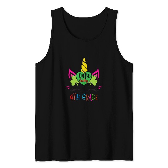 one lucky 4th grade teacher Unicorns face st patricks days 1 Tank Tops