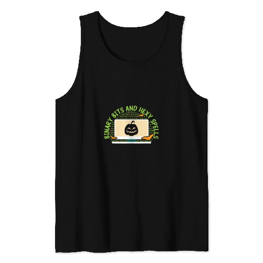 Binary Bats and Hexy Spells Spooky Programmer Halloween 1 Tank Tops