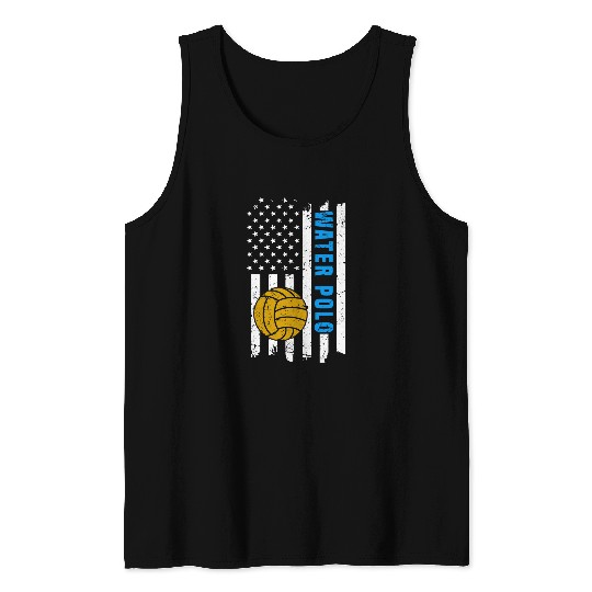 Water Polo USA Flag Water Polo Player Coach Tank Tops
