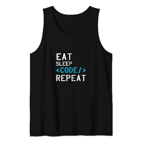 Binary Coding Eat Sleep Code Repeat Computer Programmer Tank Tops