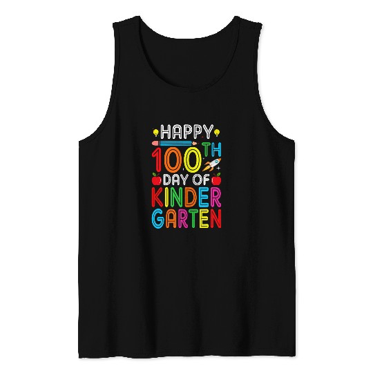 100th Day of Kindergarten Teacher Kids 100 Days Smarter Tank Tops