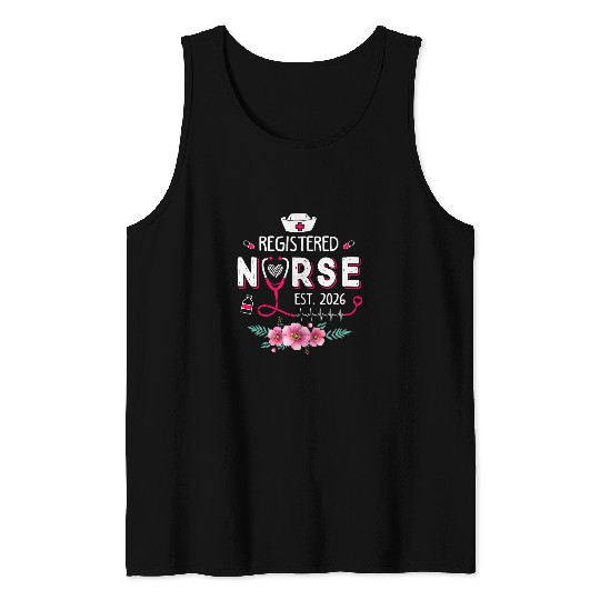 Registered nurses Est 2026 Nursing Student RN Graduate Floral Tank Tops