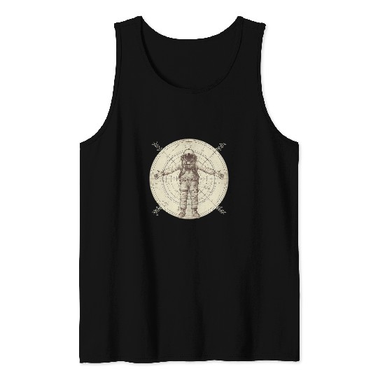 Vitruvian Astronaut Funny Leonardo Da Vinci Graphic Tank Tops