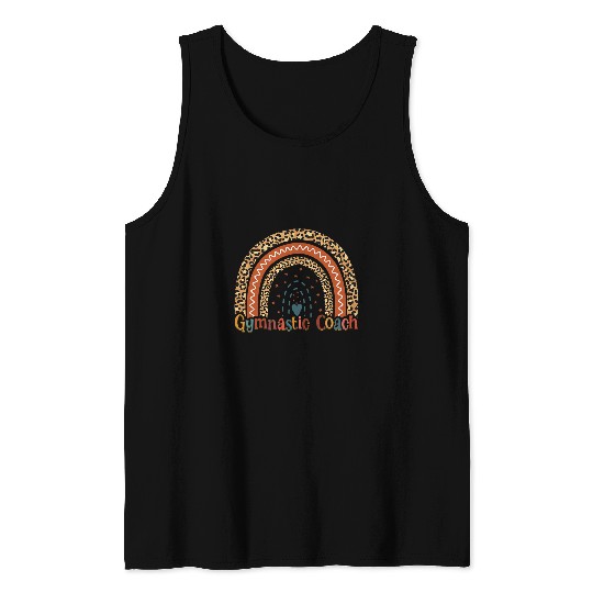 Womens Gymnastic Coachs Leopard Rainbow Gymnastic Coach Tank Tops