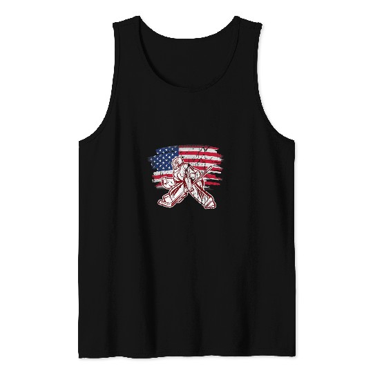 vintages Ice Hockey Goalie USA Flag for Coach Tank Tops