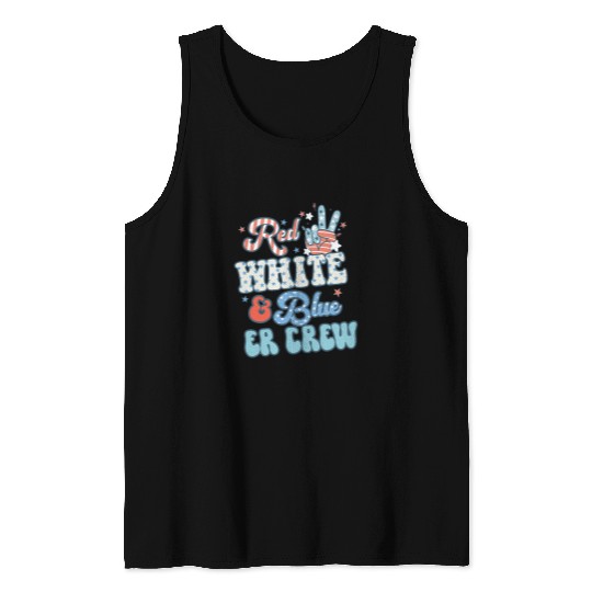 Retro Red White And Blue ER Crew nurses 4th Of July Women Men Tank Tops