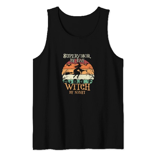Supervisor by day witch by night Halloween Tank Tops