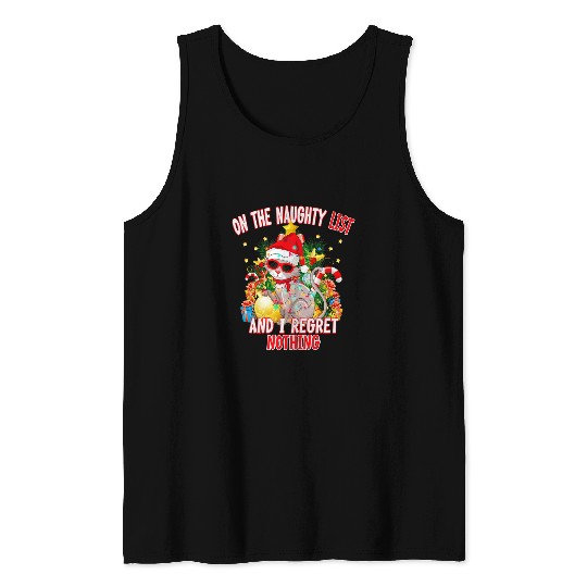 on the naughty list and i regret nothing cat lover christmas Tank Tops
