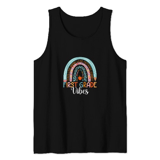 1st Grade Vibes Rainbow First Grade Teacher Team 1st Grade Tank Tops
