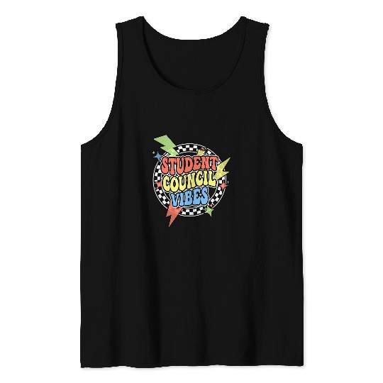 Retro Student Council Vibes Groovy School Student Council Tank Tops