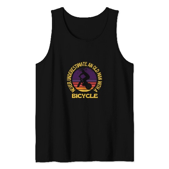 Never Underestimate an Old Man With A Bicycle Cycling 22 Tank Tops