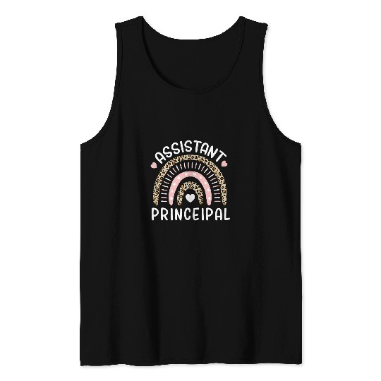 Assistant Principal Leopard Rainbow Funny School Worker Tank Tops