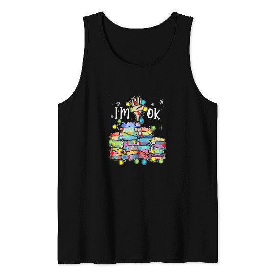 Reading Books Librarian Reader Nerd Im Ok Teacher School 1 Tank Tops