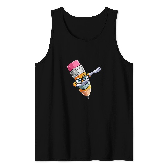 Funny I Survived 100 Masked School Days Cool Crayon 1 Tank Tops