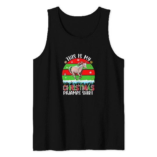 vintages Retro My Christmas Pajamas xmass Santa Horse Tank Tops