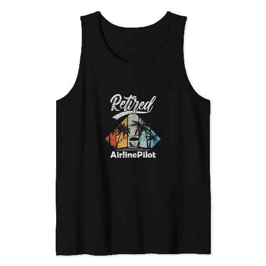 Retro vintages Retirement Men Women Retired Airline Pilot 1 Tank Tops