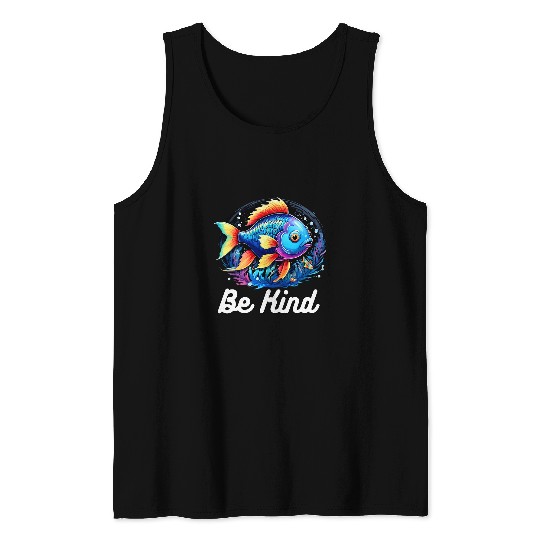 Rainbow Fish Be Kind Teacher Life Back To School Tank Tops