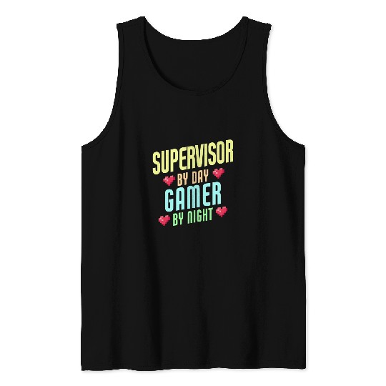 Supervisor By Day Gamer By Night Gaming 1 Tank Tops