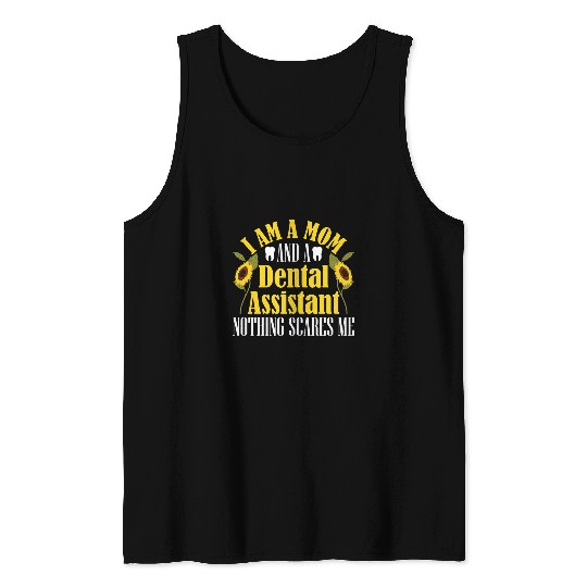 Womens Dental Assistant dentists Hygienist Mom Wife Sunflower Funny Tank Tops
