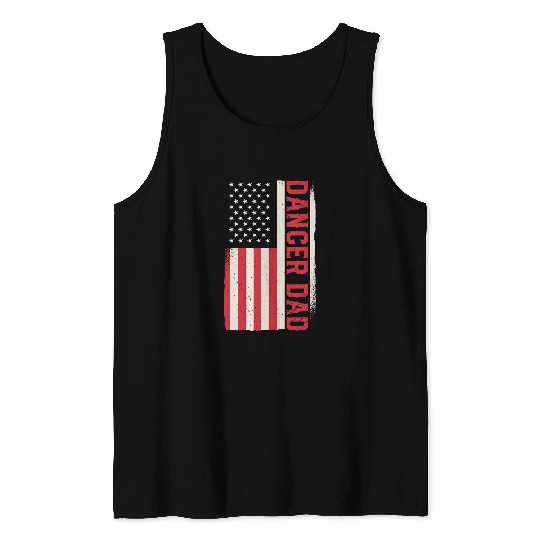 Patriotic Dancing Dance Coachs Dancer Dad American Flag Tank Tops