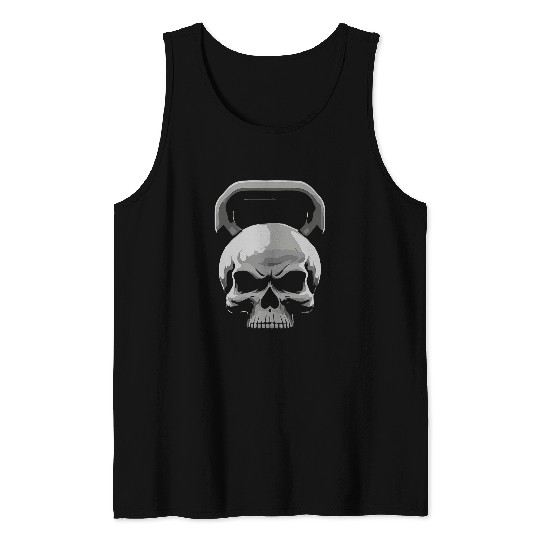 Minimalist Human Skull Kettlebell Simple Fitness Retro Tank Tops