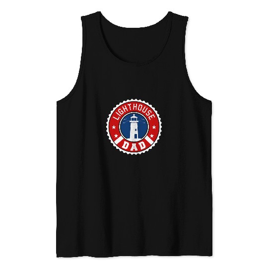 Mens Lighthouse Dad Tower Sea Ocean Lightkeeper Mariner Father Tank Tops