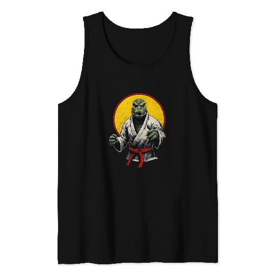 Awesome Karate Dinosaur Dino TRexs Martial Arts Kung Fu Sun Tank Tops